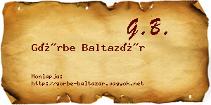 Görbe Baltazár névjegykártya